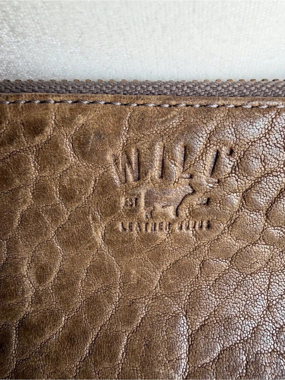 Will Leather Goods Mini Crossbody Pebble Leather Elephant Taupe Purse